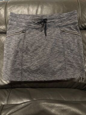 Athleta Heathered Charcoal Drawstring Skort with Zip Pockets